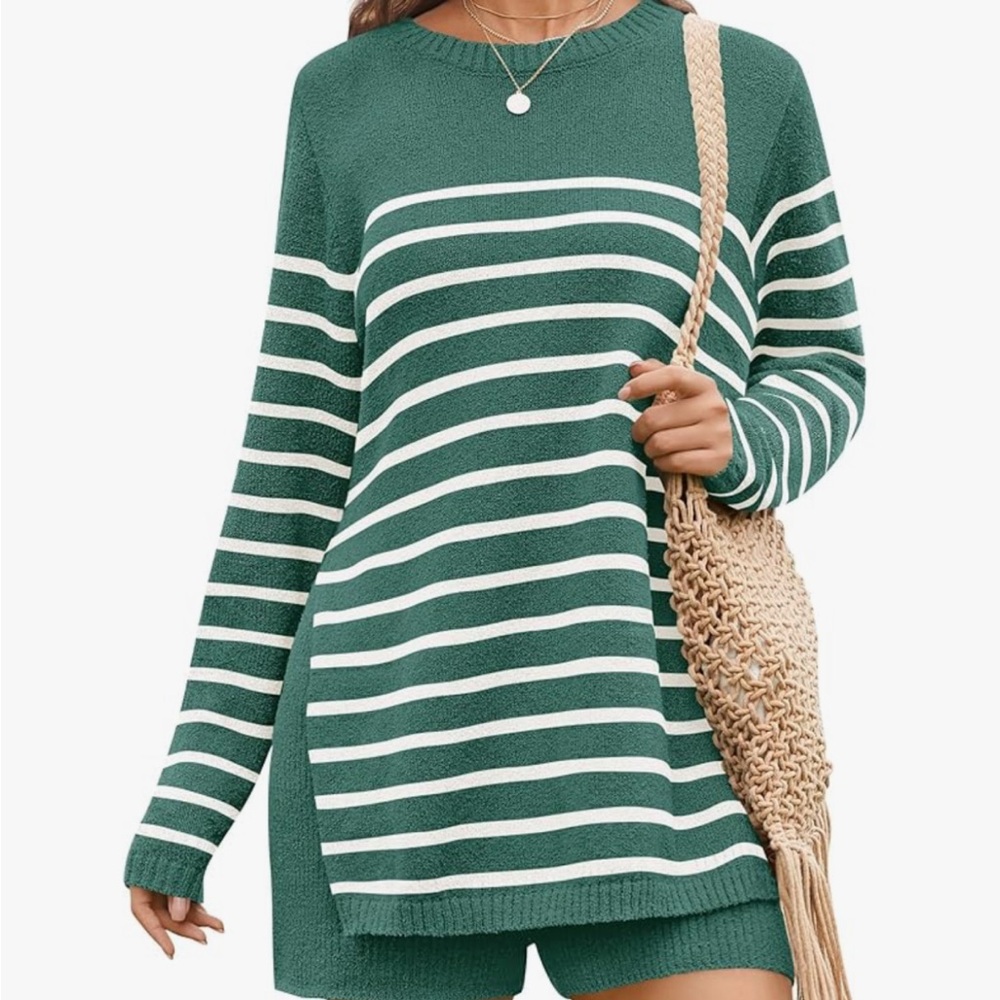 Women's Striped Sweater Two Piece Set